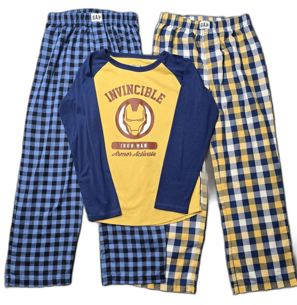Lot of 3 Gap Kids Invincible Marvel Iron Man Pajama Set Sleepwear Bundle Size 10